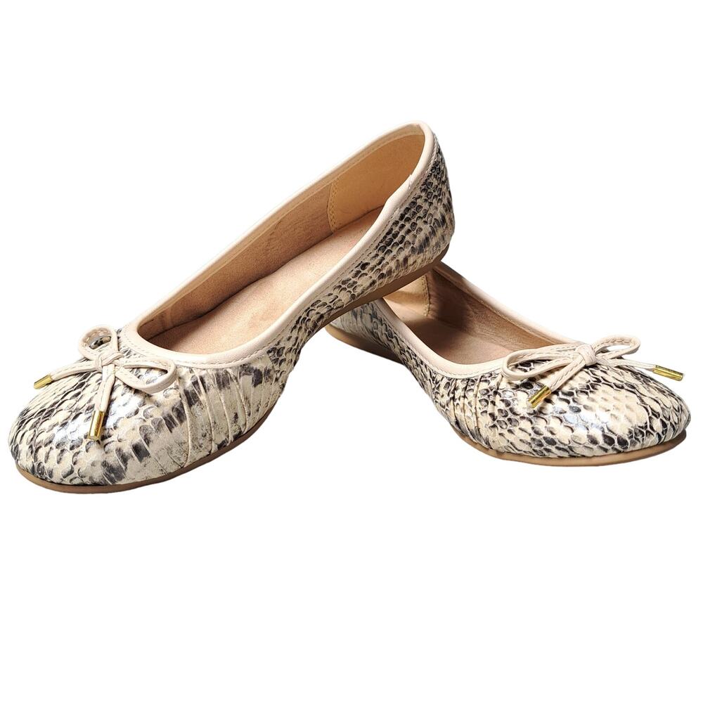 Style&Co Beige Snakeskin Ballet Flats WOMENS SIZE 6M casual slip ons coquette